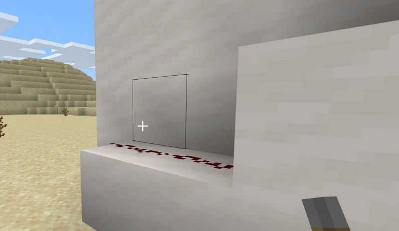 Once you have taken note of where you placed your lever, place a block right under the spot of where the lever would be on the outside of your house and then connect it with a trail of Redstone dust