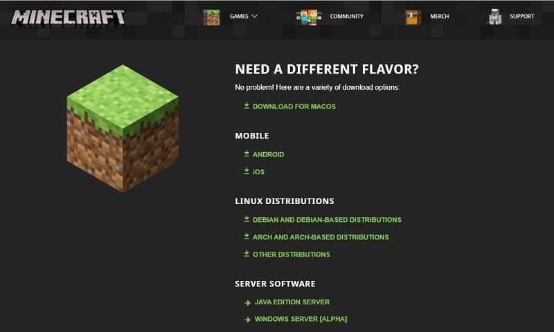 Когда вы перейдете в раздел загрузки сайта, вы увидите список различных версий Minecraft, которые вы можете загрузить, включая версии для Android и iOS. 