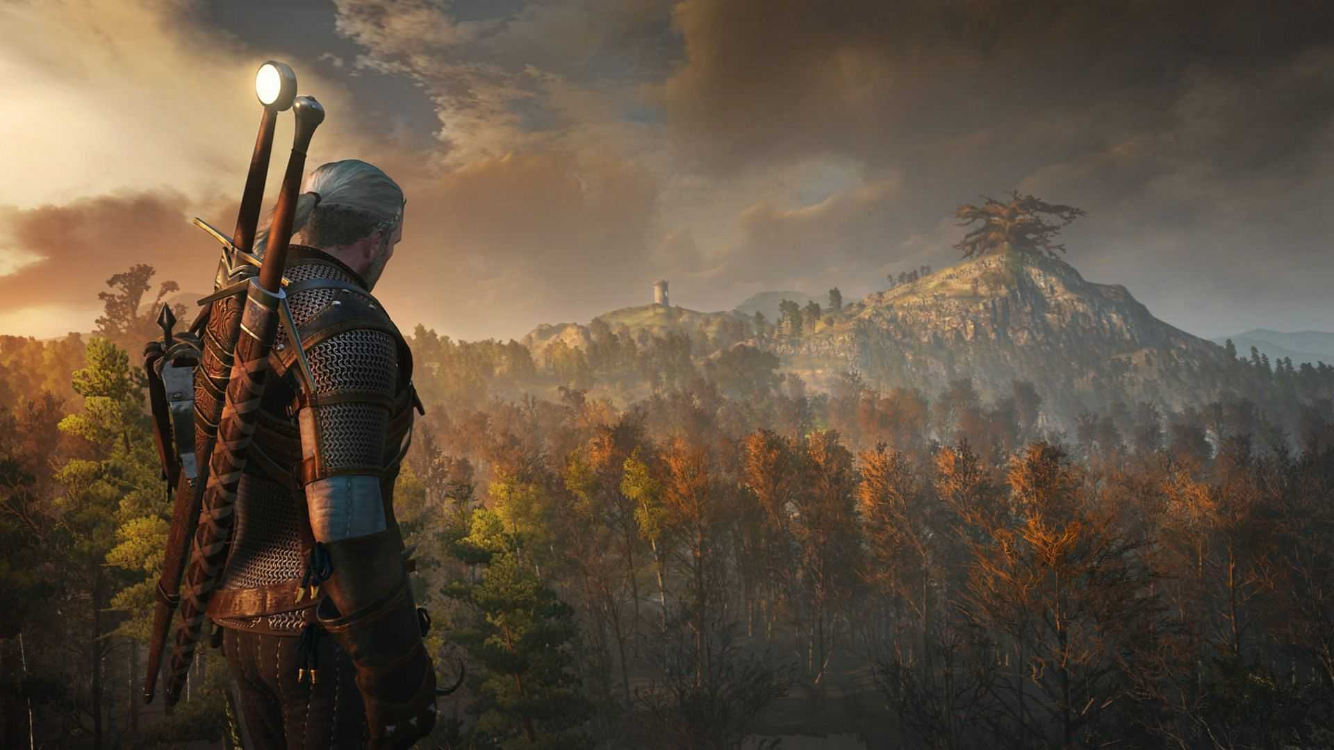 Geralt looks across the lands of Velen (Image via CD Projekt Red)