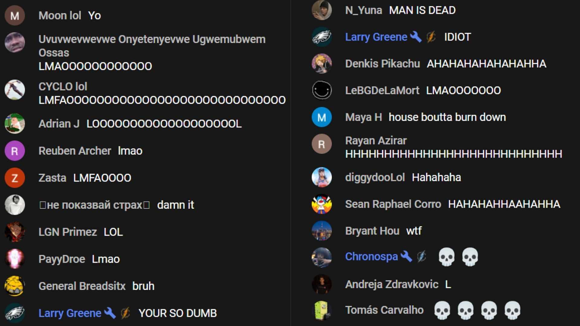 Chat after the fireworks died (Image from IShowSpeed/YouTbe)