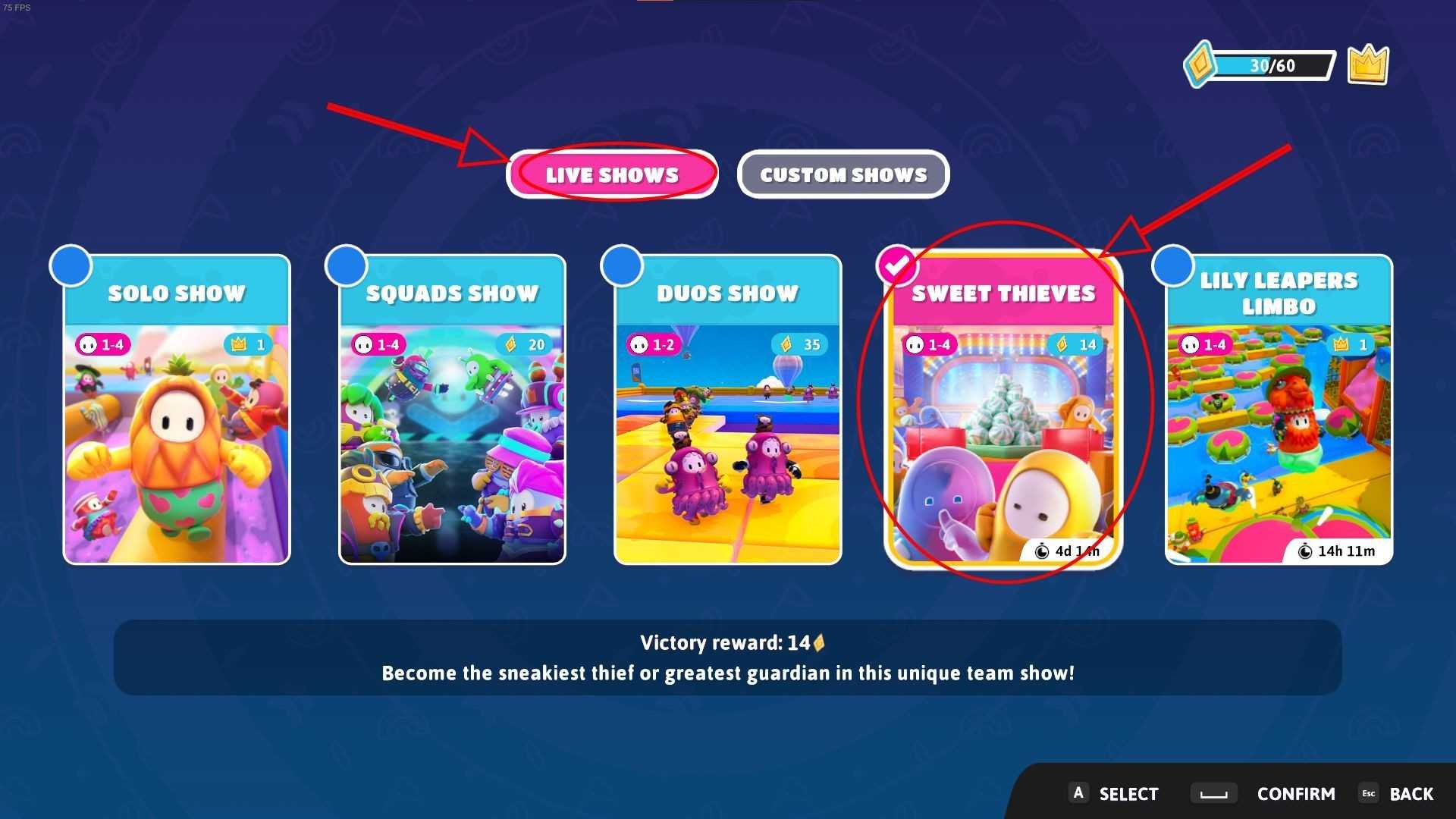 Select Sweet Thieves mode and unselect others to play the mode (Image via Sportskeeda)