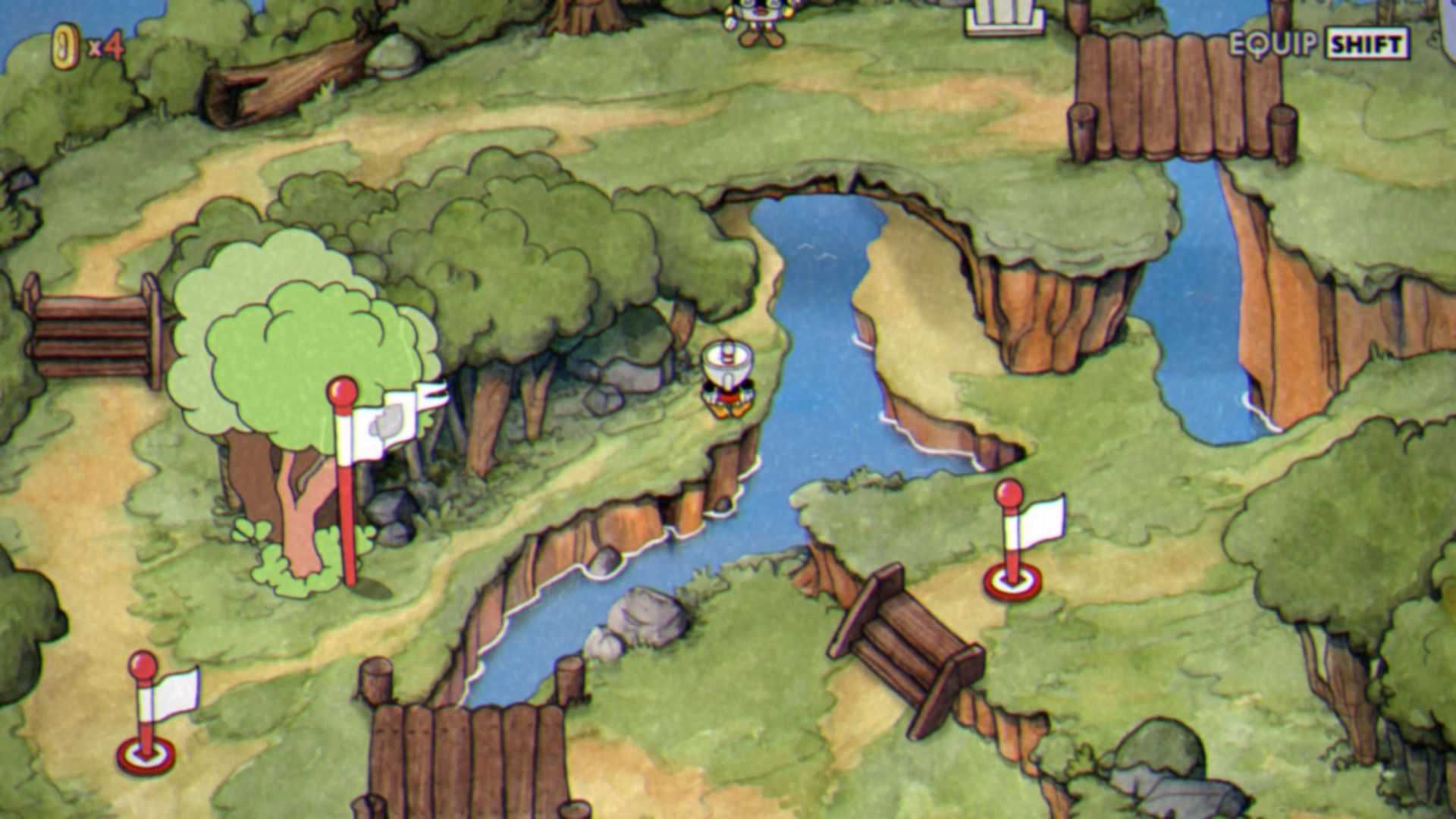 A portion of the first map in Cuphead (Image via Studio MDHR)