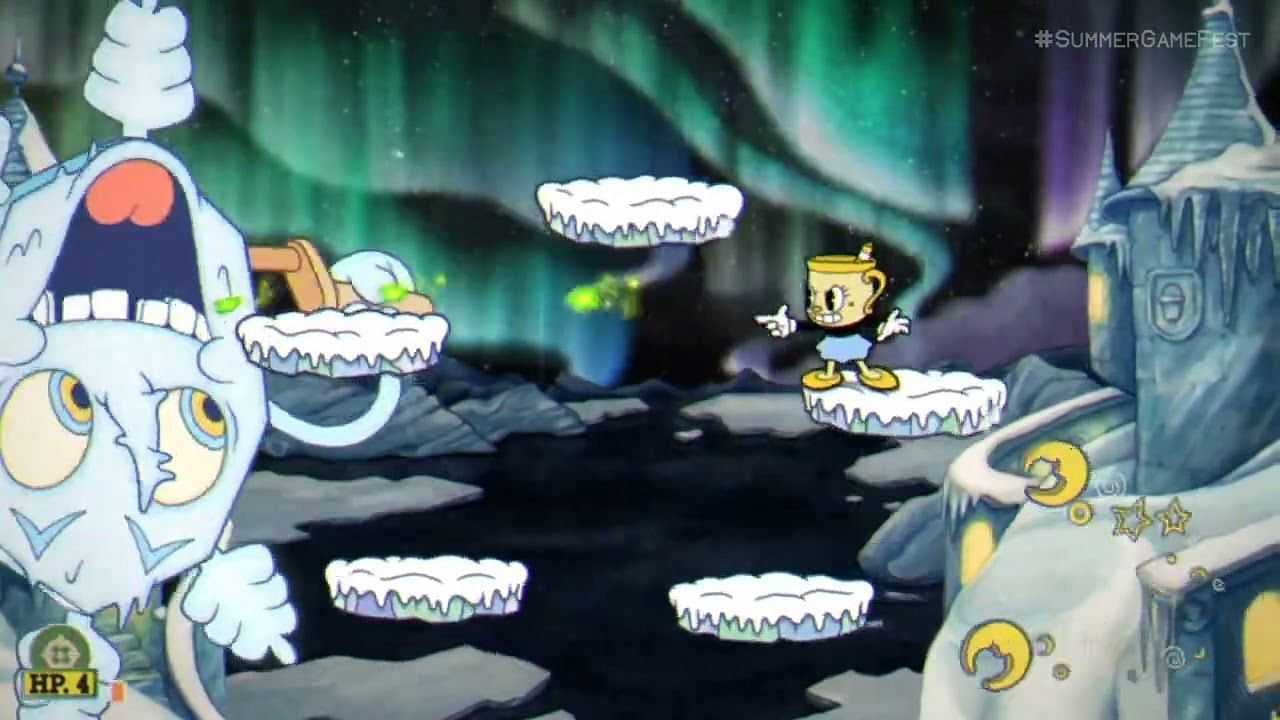 A screenshot from the Mortimer Freeze boss fight in Cuphead (Image via Studio MDHR)