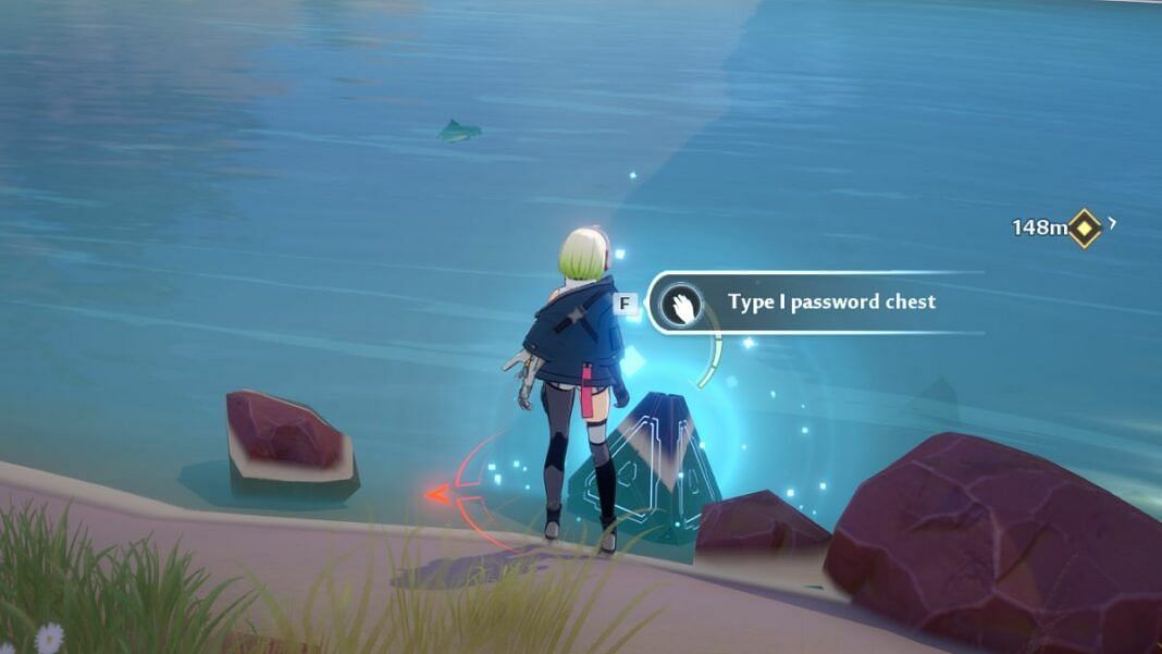 A player next to a Password Chest (Image via Perfect World)