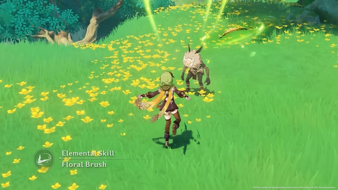 Throws a boomerang called Floral Ring towards enemies in sight (Image via HoYoverse)