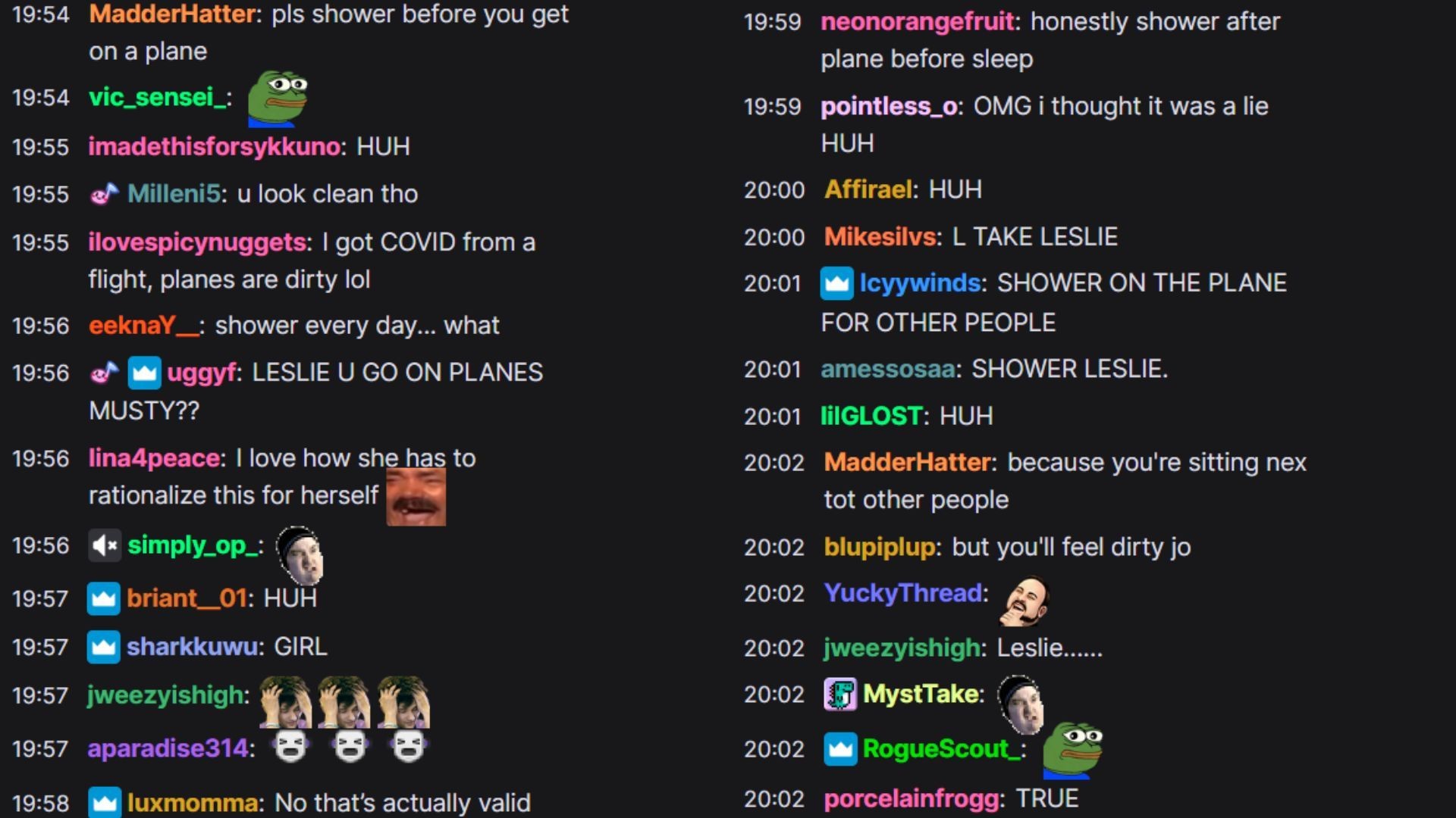 Chat reacting to the incident (Image via Fuslie/YouTube)