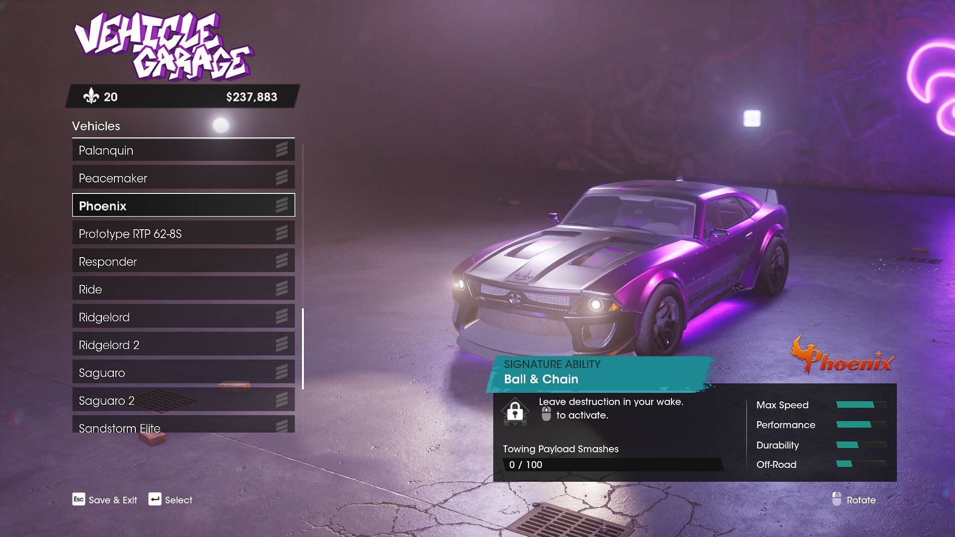 The Phoenix is another classic vehicle that is a good balance of style and speed (Image via Saints Row)