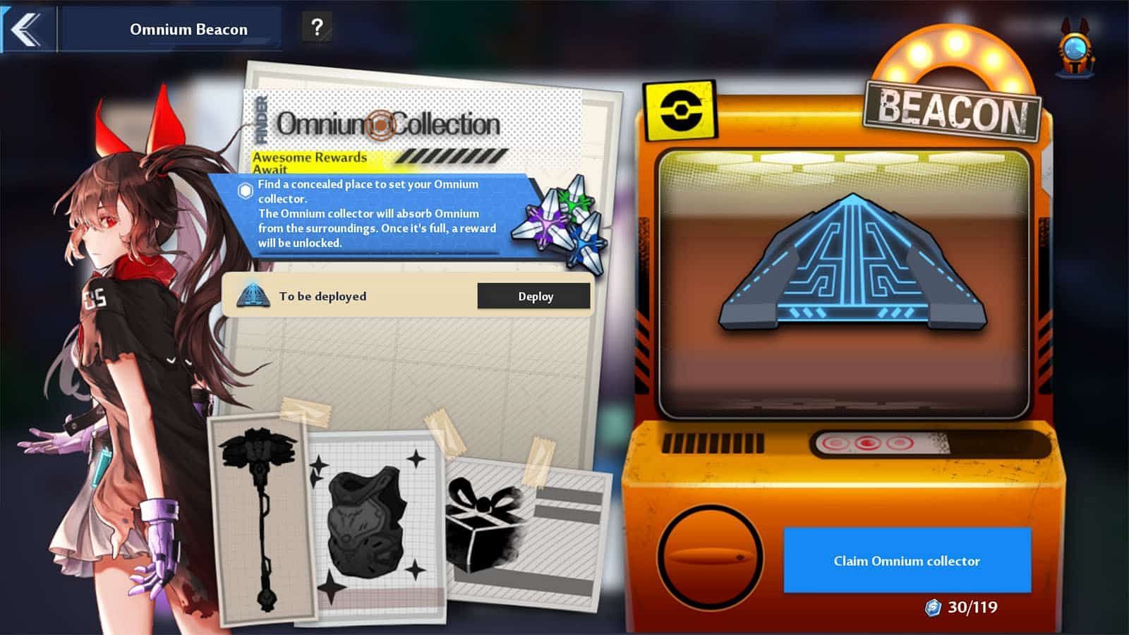 The Omnium Beacon tab in Tower of Fantasy (Image via Perfect World)