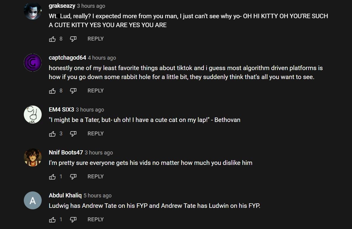 YouTube comments about the clip (Image via Ludwin Clips/YouTube)